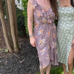 Mauve floral sleeveless dress